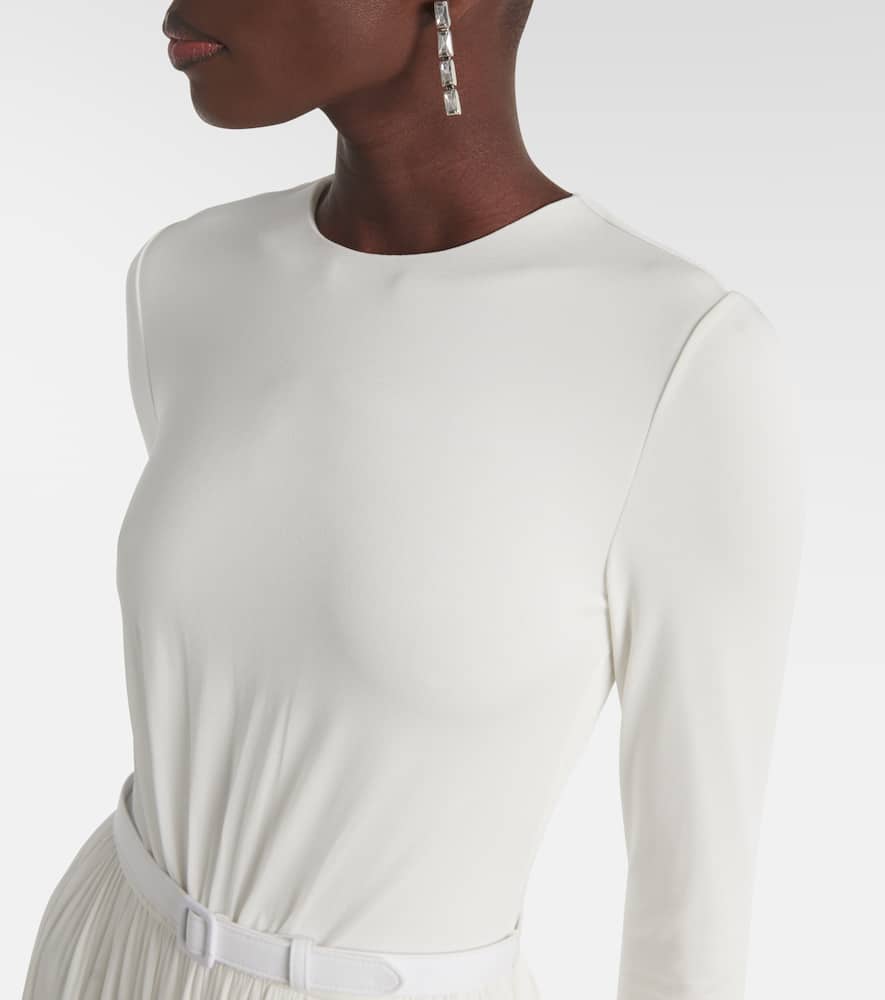 Ralph Lauren Collection Shirred leather-trimmed maxi dress