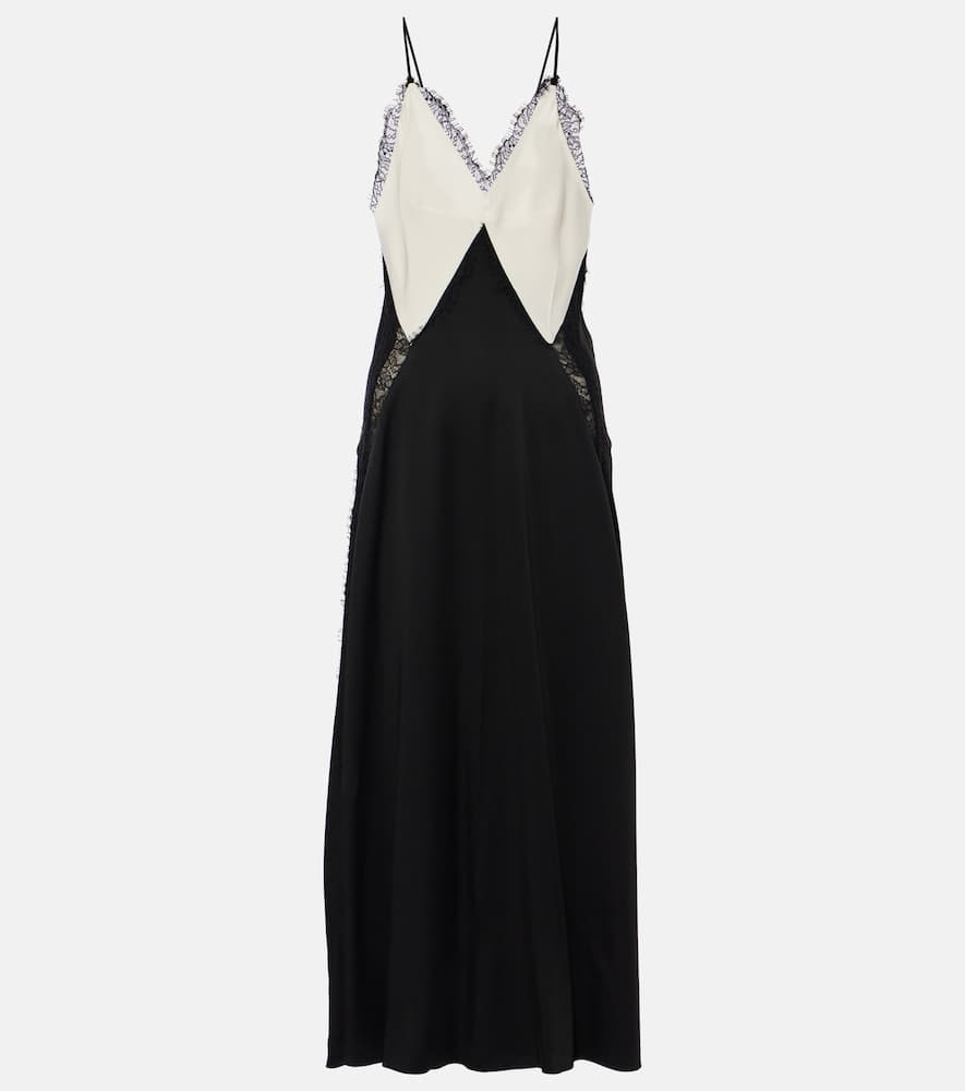 Lace-trimmed satin slip dress