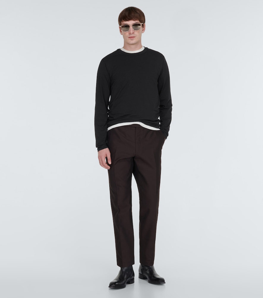 Long-sleeve cotton-blend T-shirt