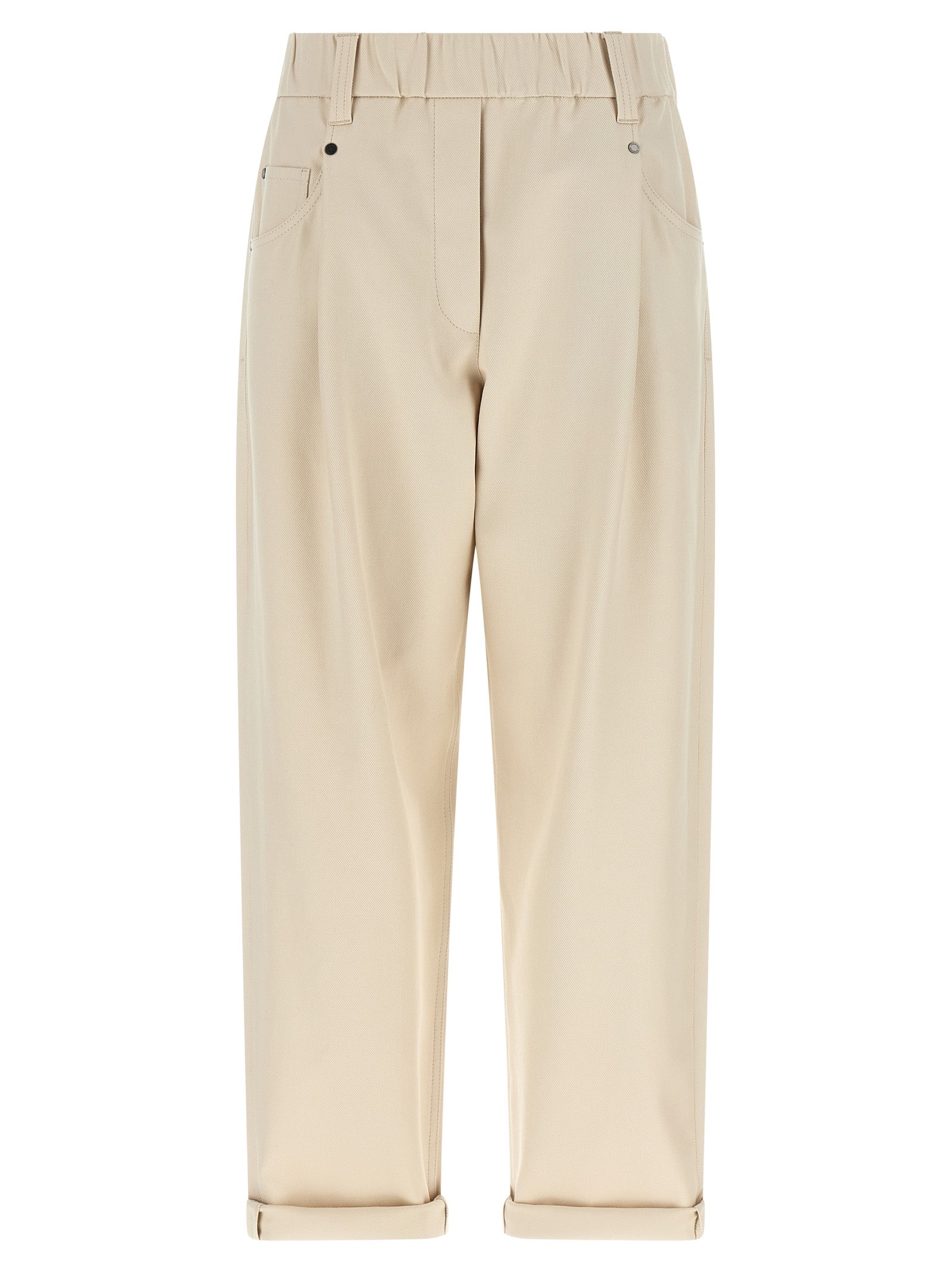 Stretch Cotton Trousers — Beige