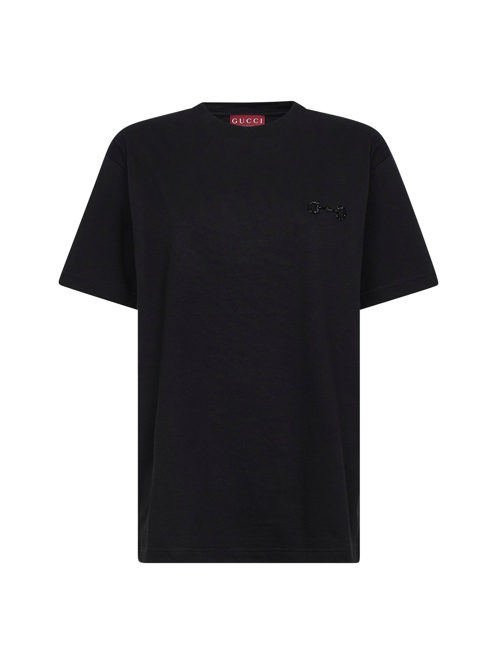 Beaded Horsebit Embroidery T-Shirt — Black