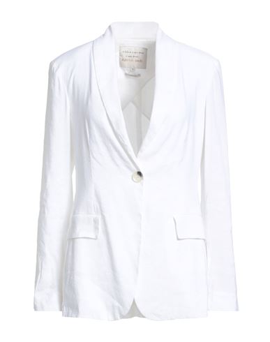 Woman Blazer Ivory Size 10 Linen, Viscose, Elastane