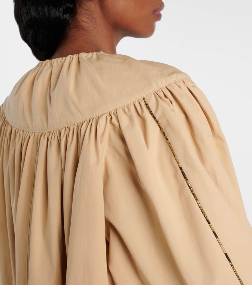 Gathered cotton poplin coat