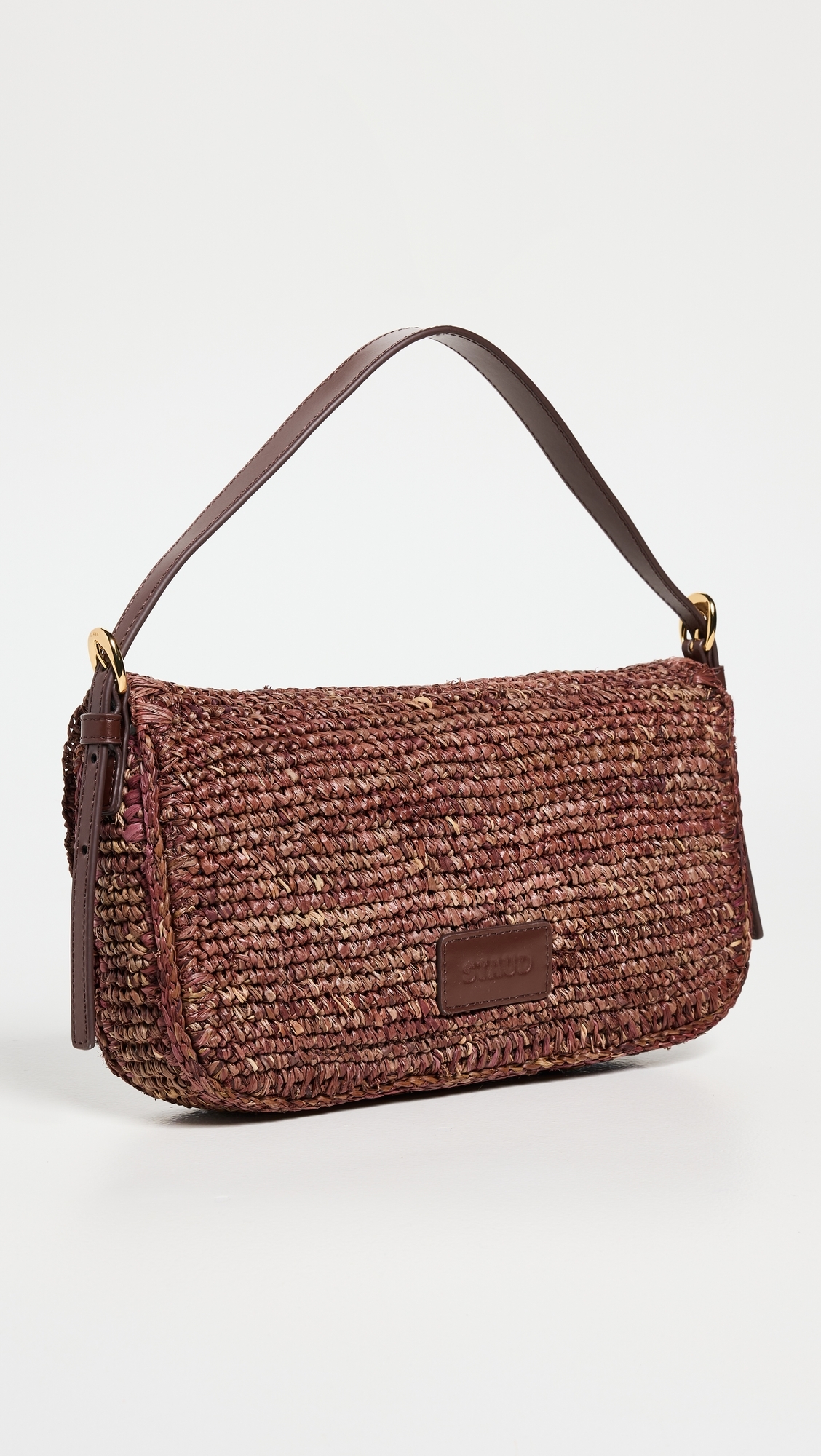 Harlow Raffia Shoulder Bag Mahogany One Size