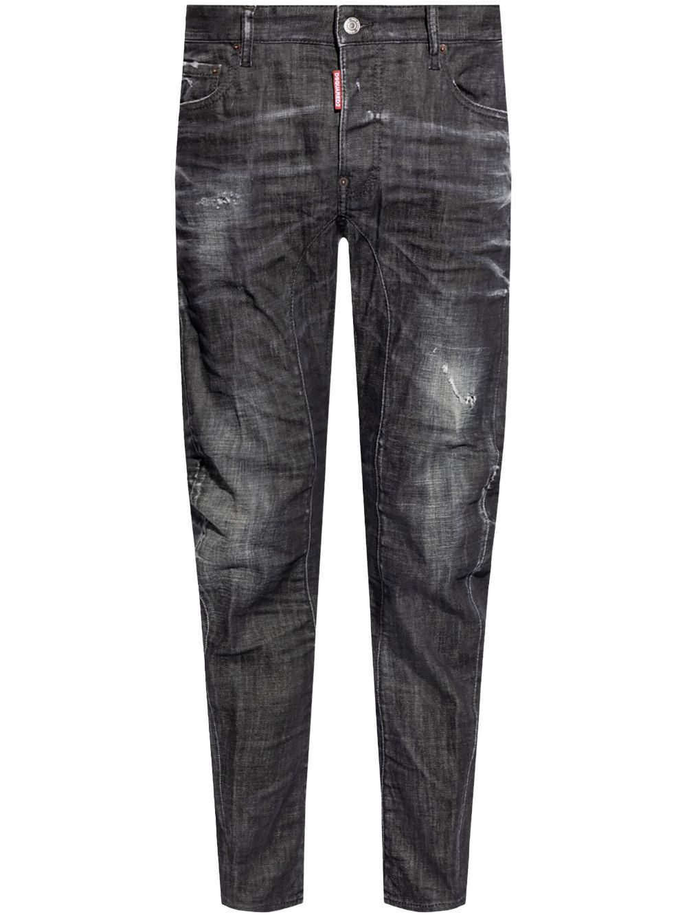 Distressed slim-cut jeans - Black