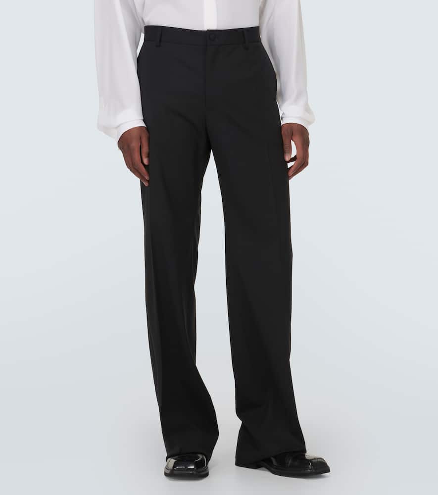 Wool-blend straight pants