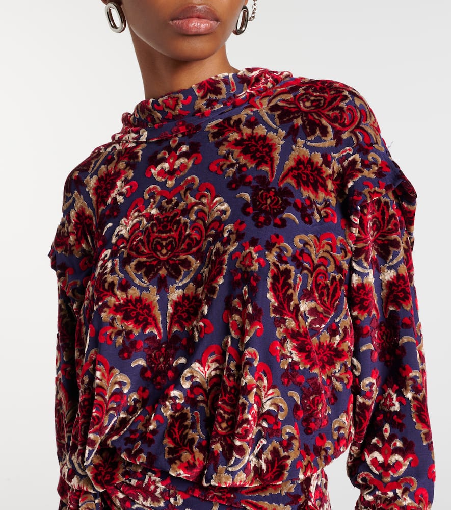 Draped jacquard maxi dress