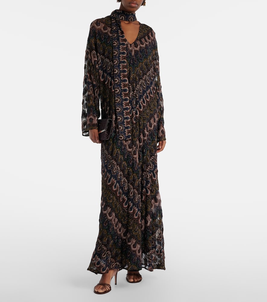 Chevron lamé maxi dress