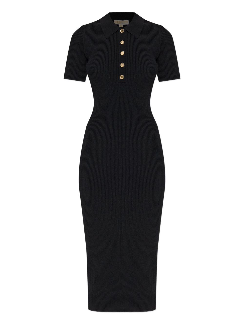 Ribbed polo dress - Black
