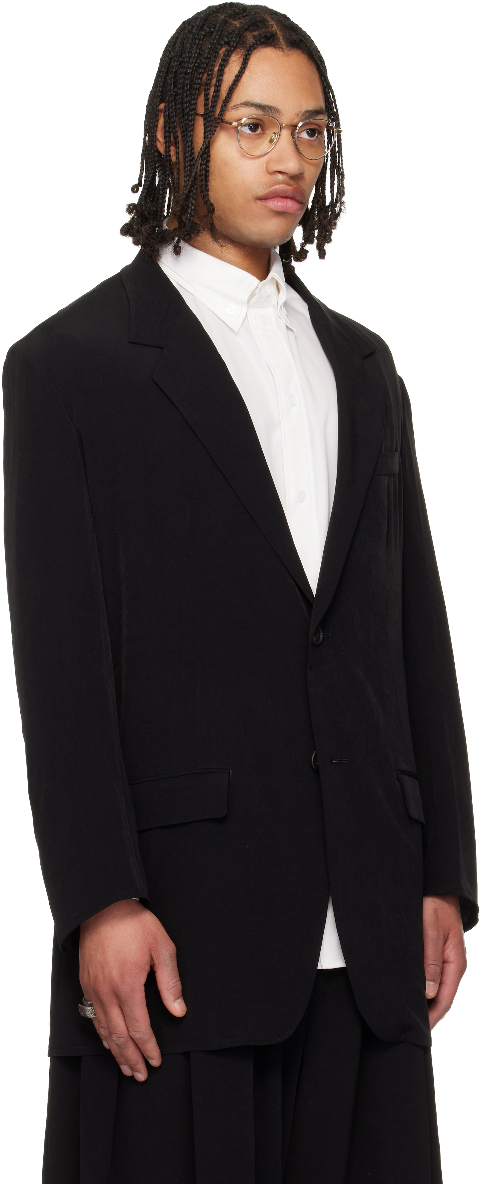 Black TA Tuxedo 2 Buttons Blazer