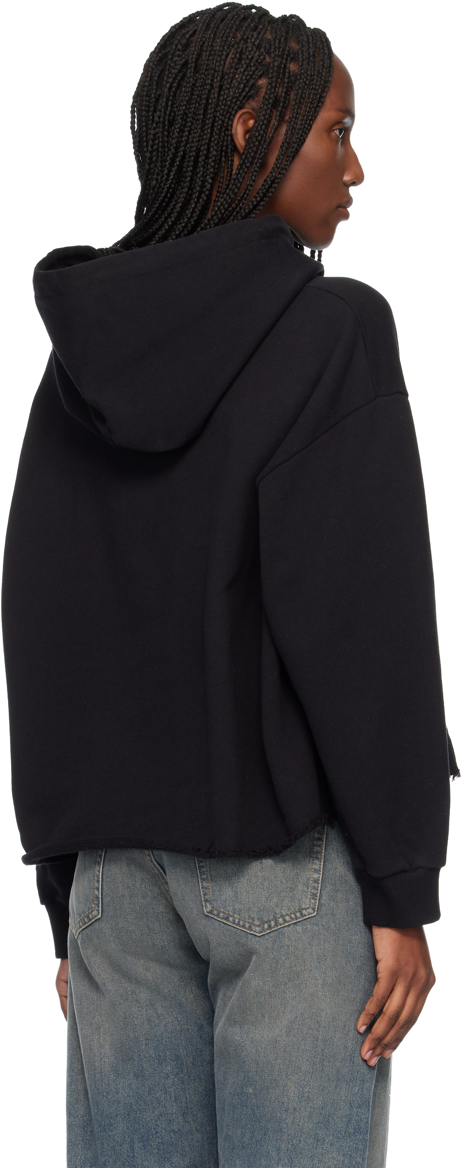 Black Unbrushed Cotton Hoodie