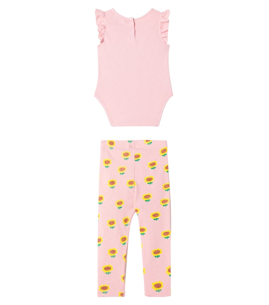 Bobo Choses Baby Sunflower cotton-blend bodysuit and leggings set