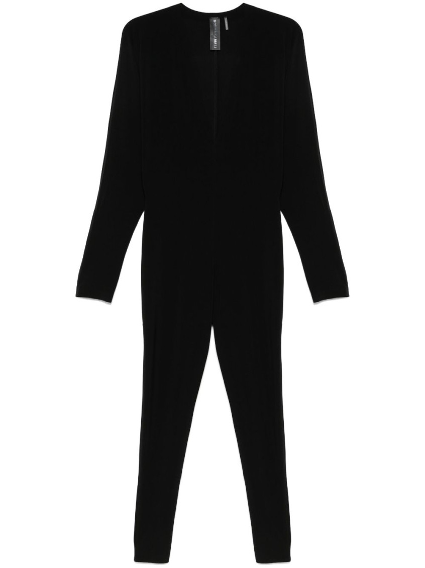 Slim Fit Long Sleeve V Neck Jumpsuit