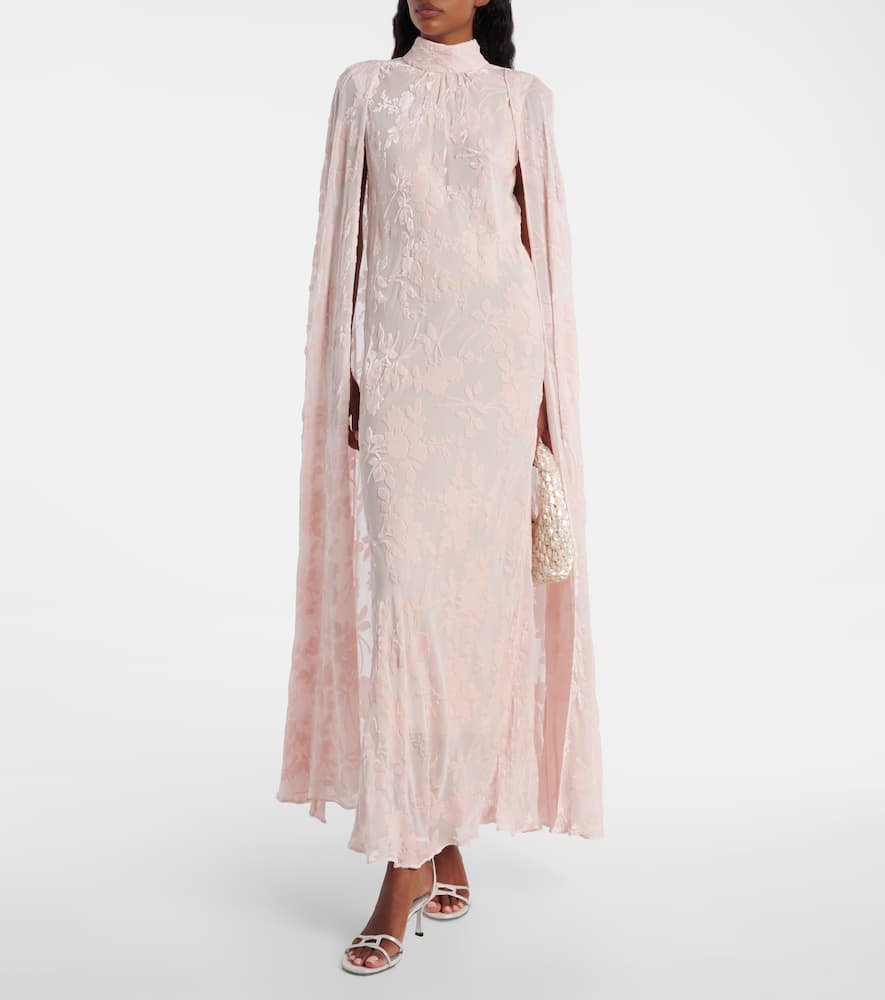 Caped velvet devoré gown