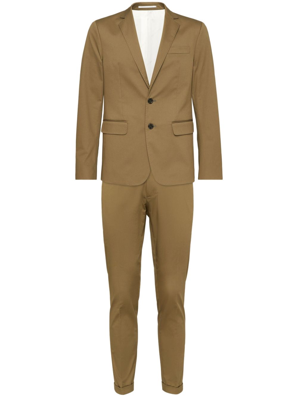Single-breasted twill suit - Brown