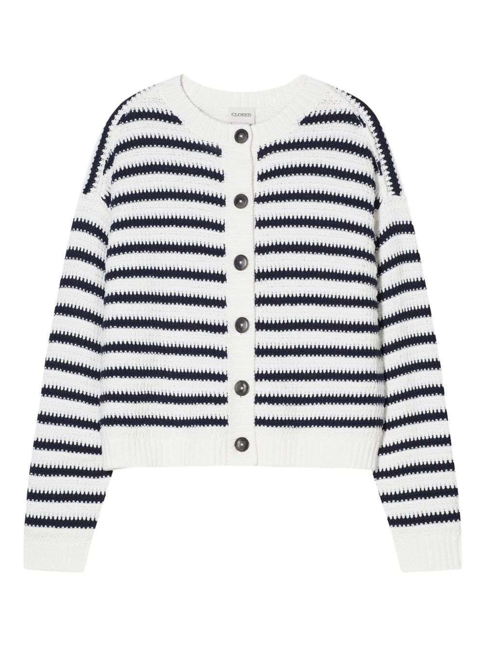 Striped button-up cardigan - White