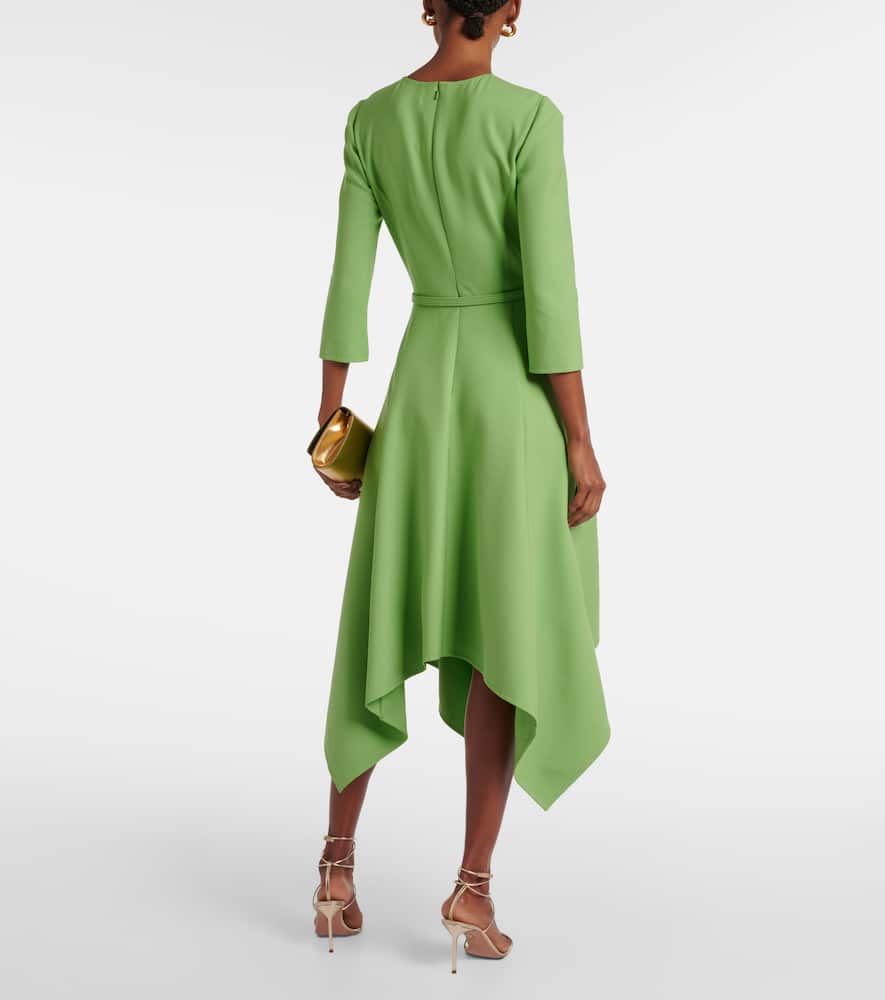 Asymmetric wool-blend midi dress
