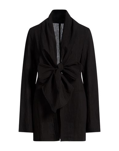 Woman Jacket Black Size 8 Cotton, Linen, Wool