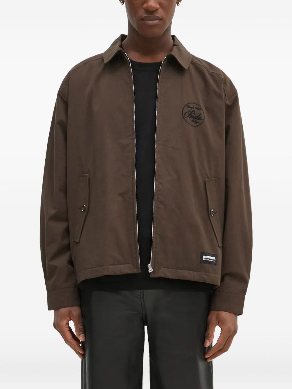 Embroidered-logo jacket - Brown