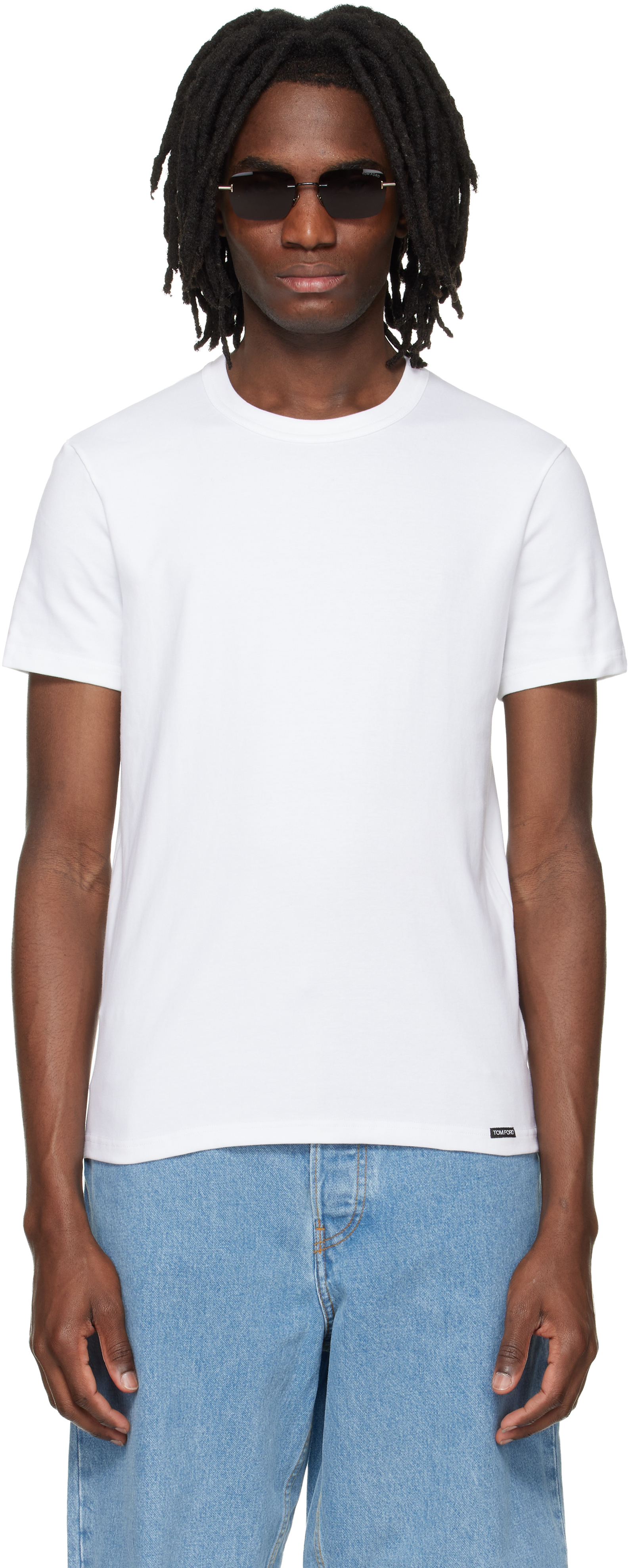 White Cotton Crewneck T-shirt