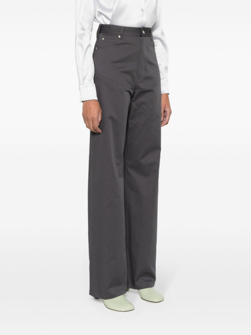 - High-waisted Cotton Trousers