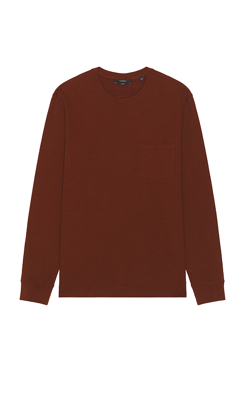 Vince Jersey Pocket Crewneck Tee in Brown. S. Also in