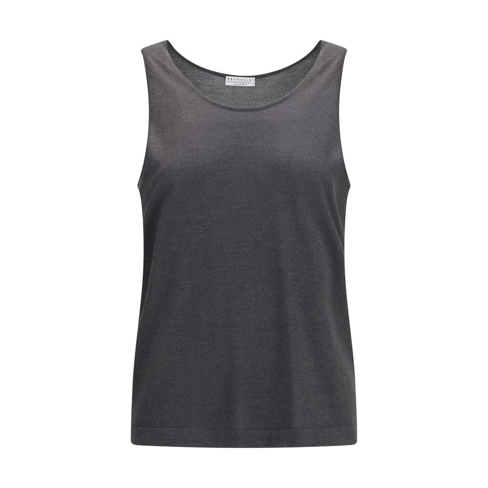 Luminous Cashmere Knit Tank Top — Gray