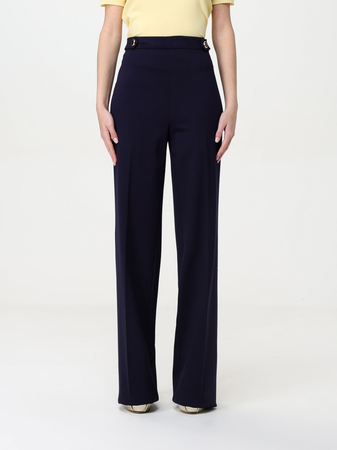 Button-detail wide-leg trousers - White