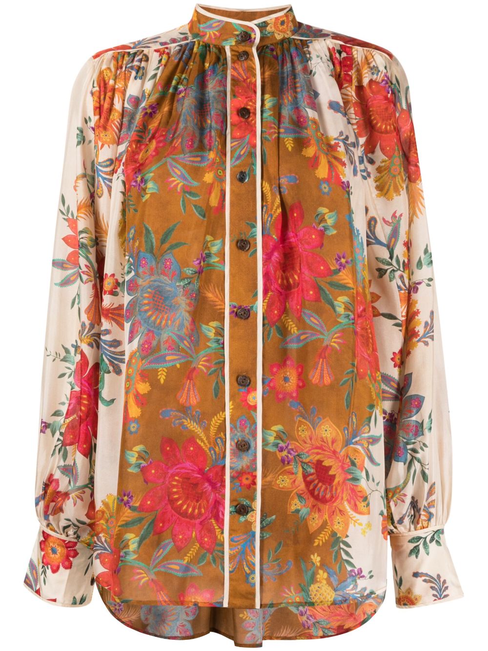Ginger floral-print silk blouse - Neutrals