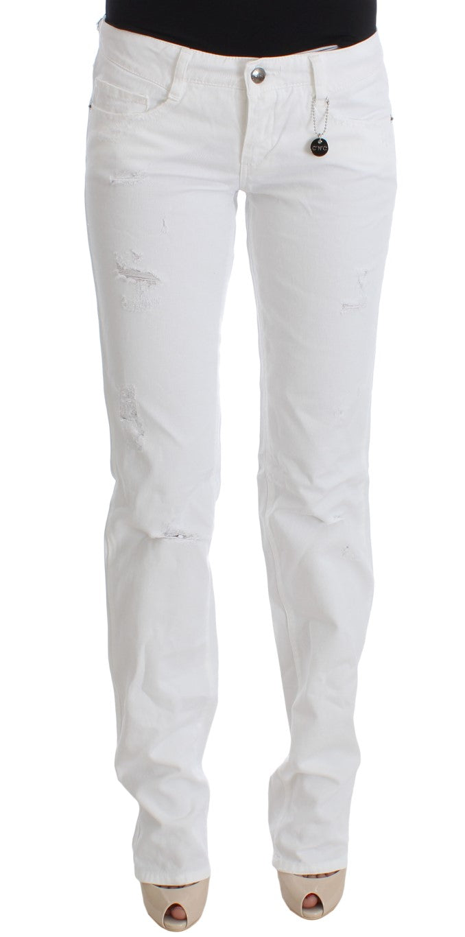 Distressed Denim Jeans — White