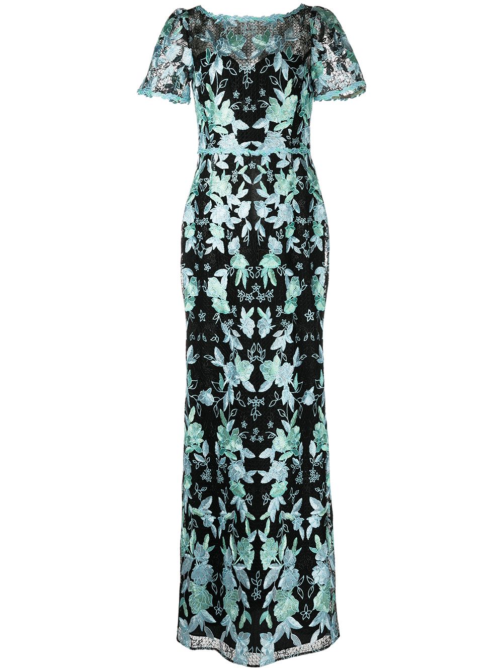 Short sleeve embroidered gown - Multicolour