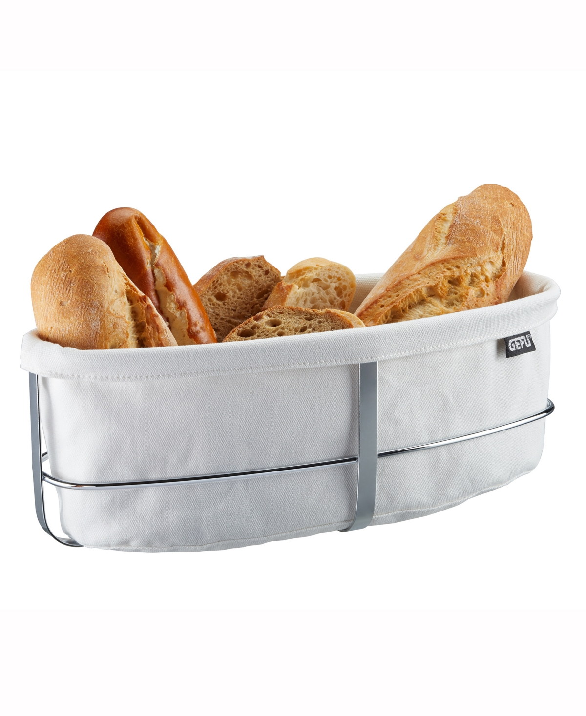 Stainless Steel Oval Bread Basket - White