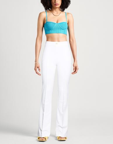 Woman Pants White Size 12 Polyester, Elastane