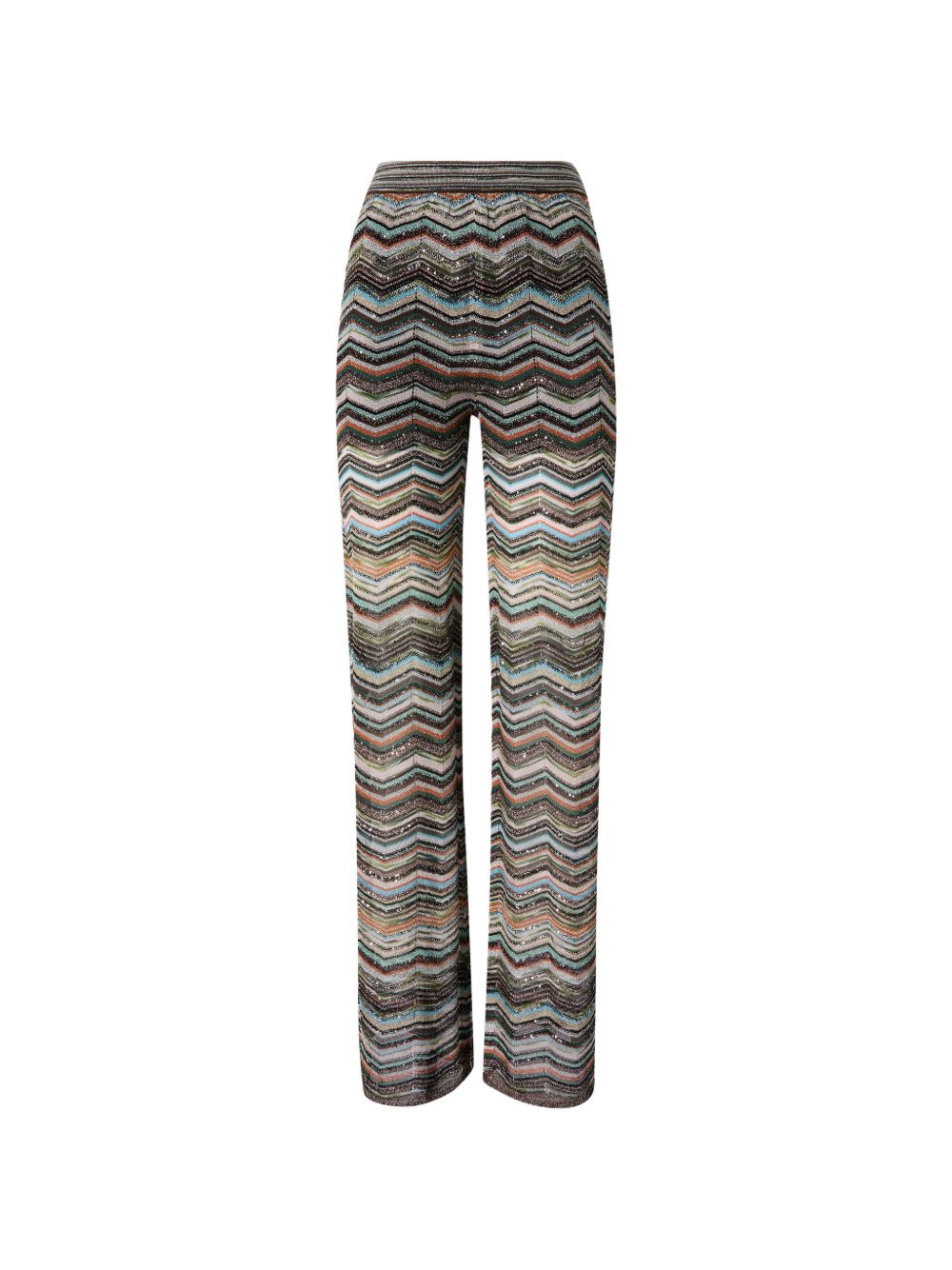 Chevron Zigzag Knit Trousers — Multicolor