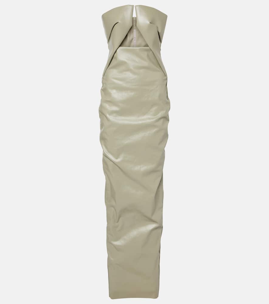 Prong cut-out coated denim gown