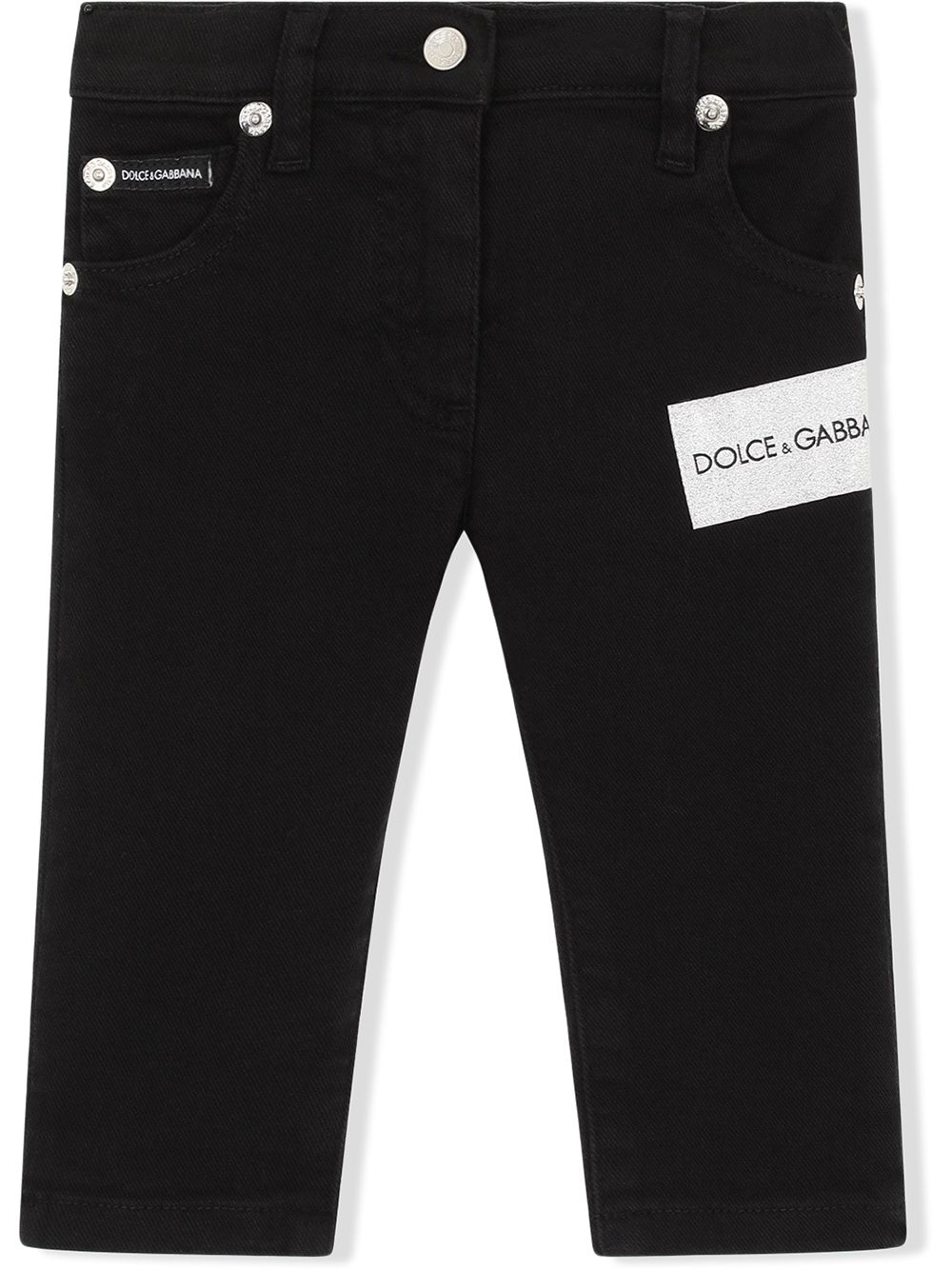 Logo-print stretch jeans - Black