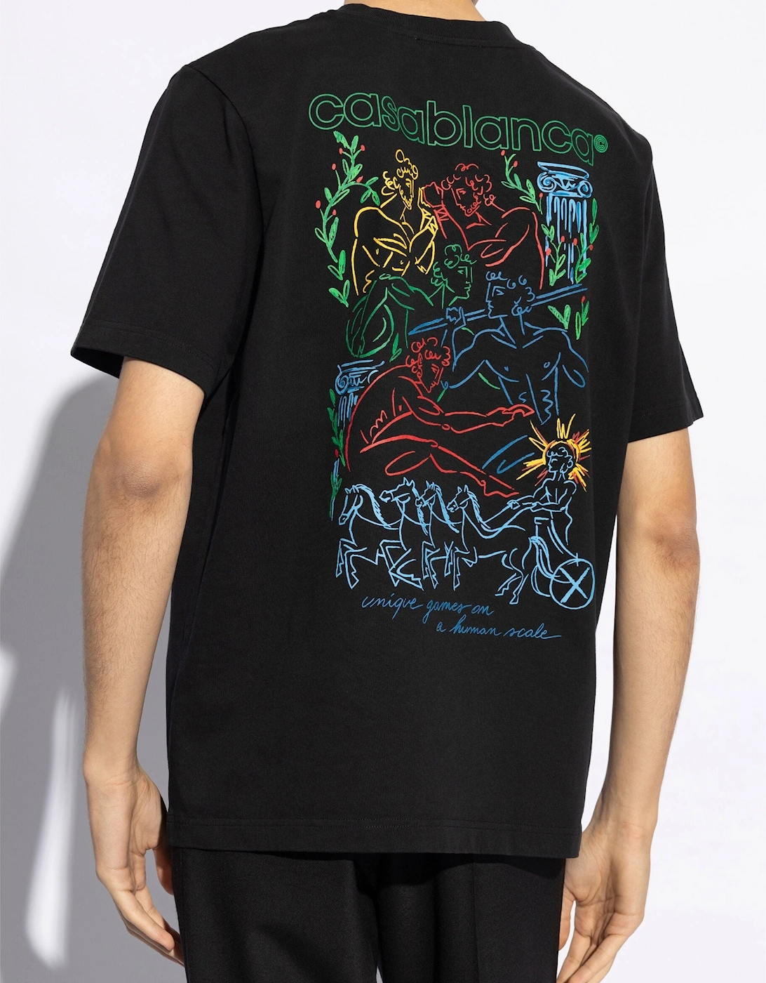 Men's Casablanca Pentathlon Printed T-Shirt in Black - Size: 40/Regular