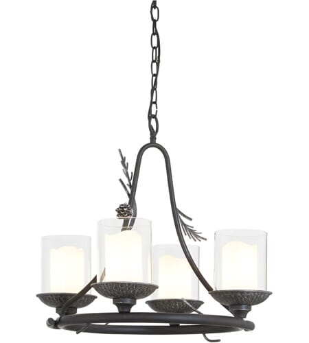 Ponderosa Ridge 4-Light Chandelier in Weathered Spruce with Silver Highlight