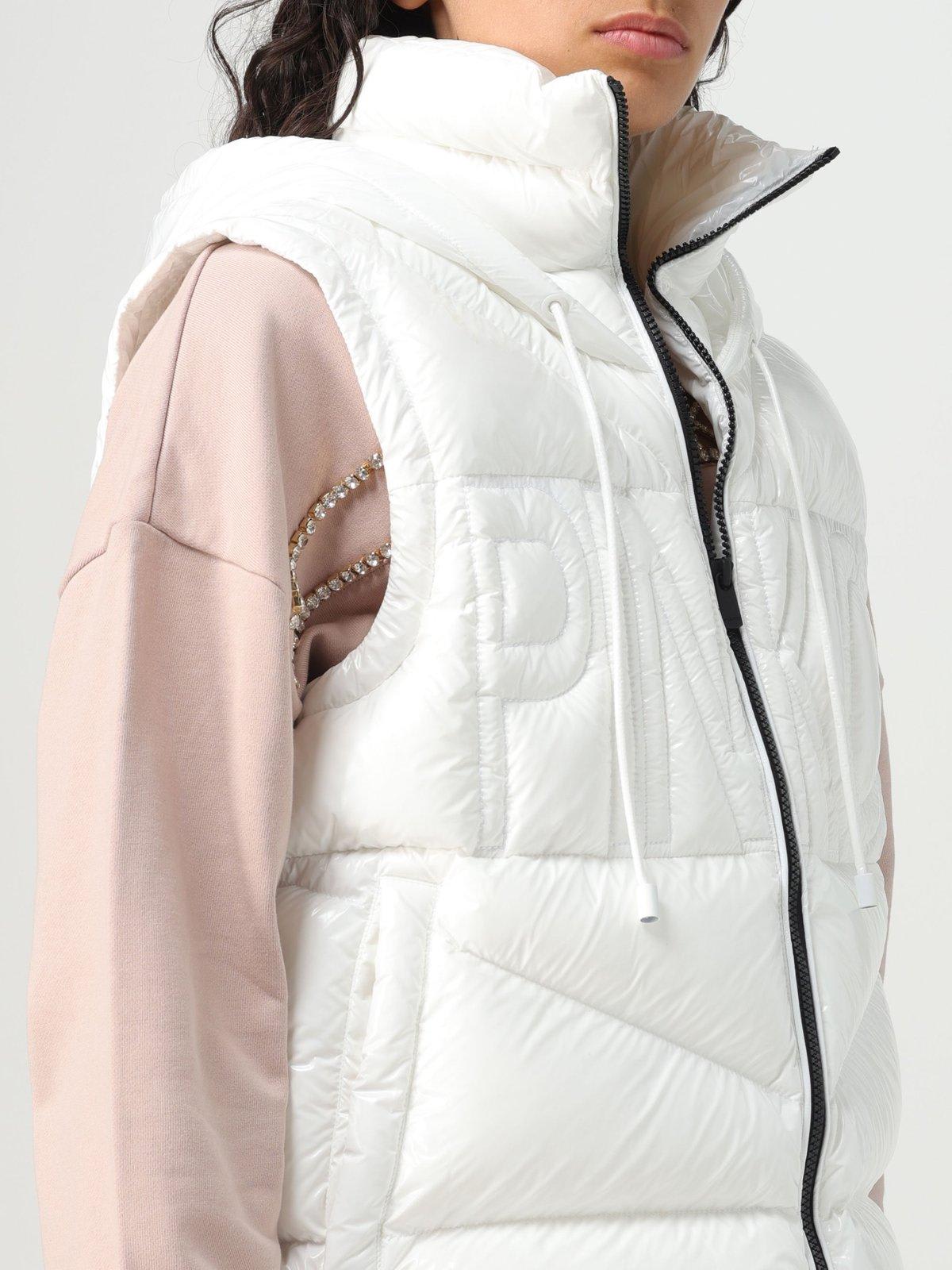 Padded detachable-hood waistcoat - White