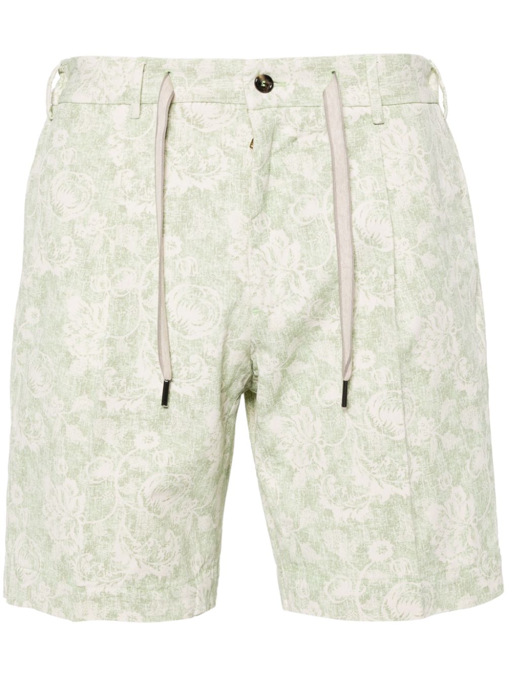 Floral-print cotton bermuda shorts - Green