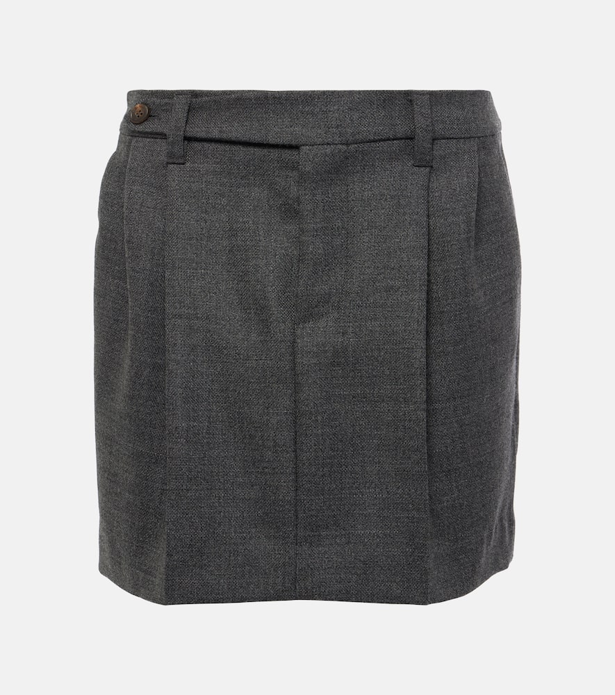 Pleated virgin wool miniskirt
