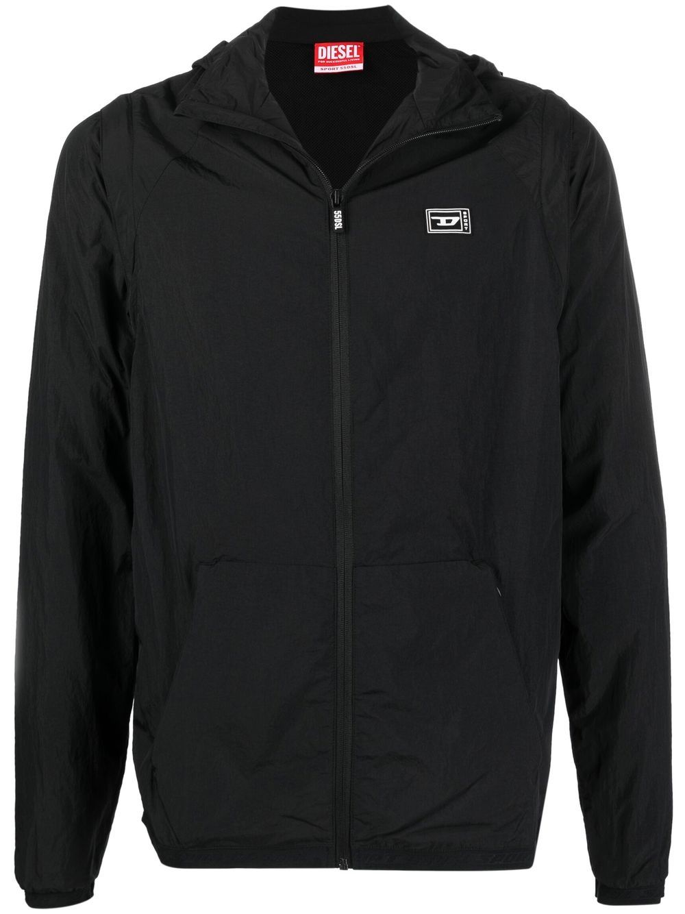 Chest logo-patch hooded jacket - White