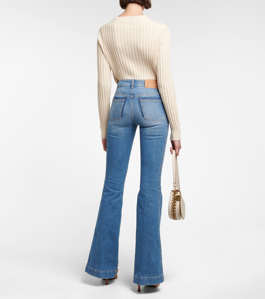 Logo mid-rise flared jeans