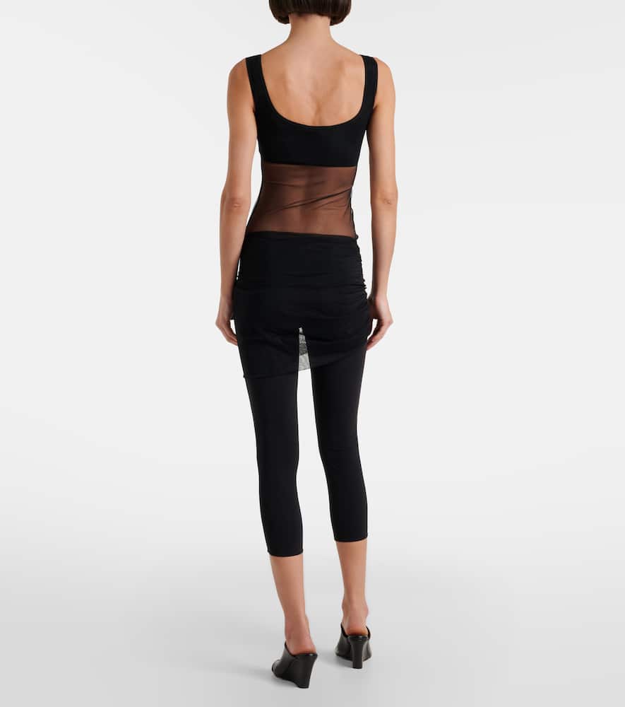 Cropped tulle-trimmed leggings