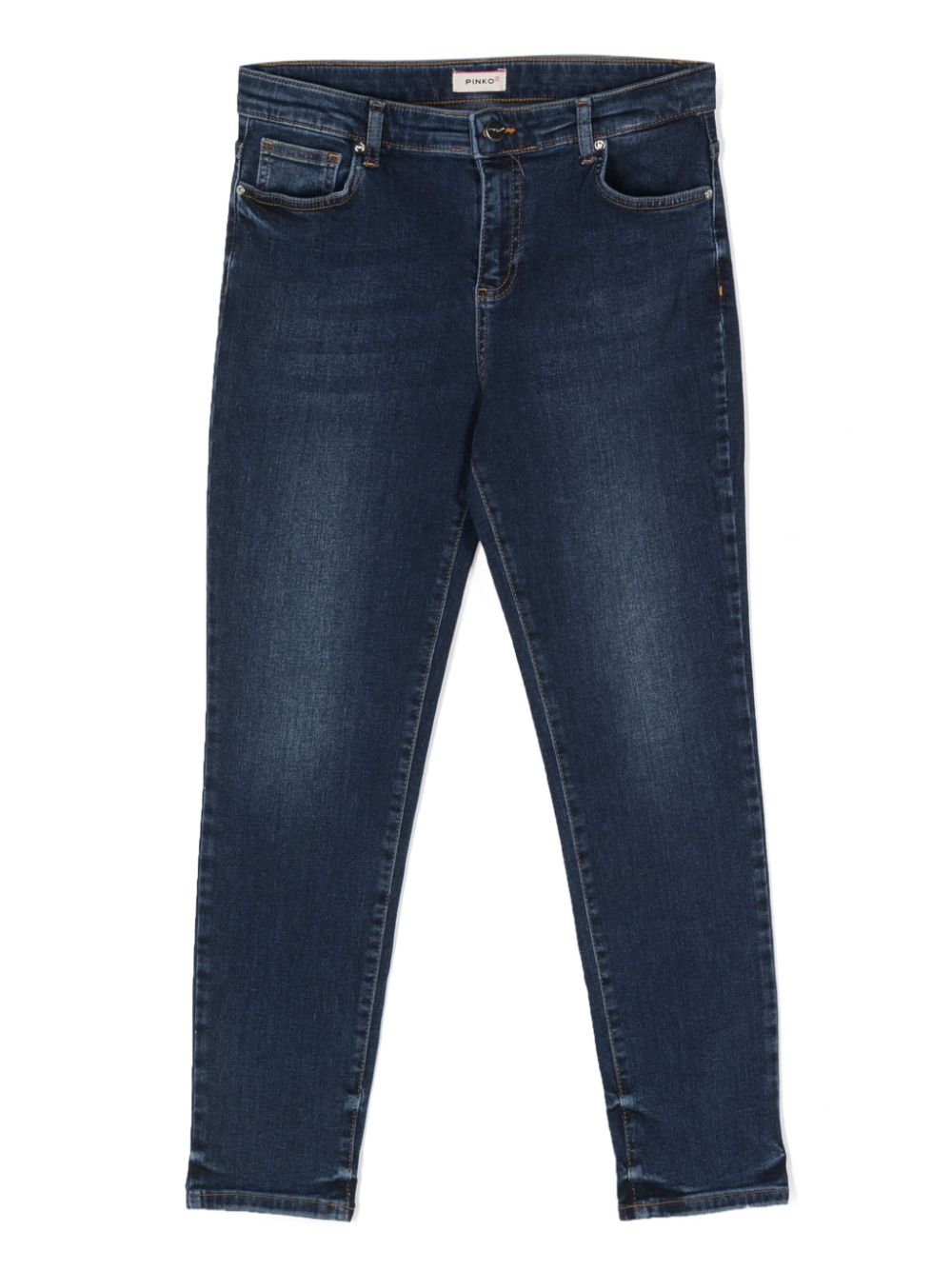 Logo-embroidered stretch-cotton tapered jeans - Blue