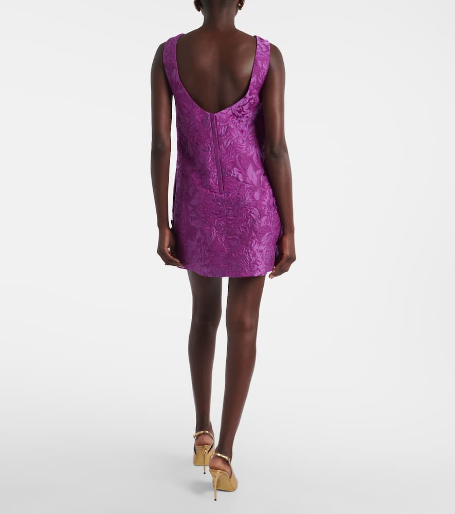 Logo floral brocade minidress
