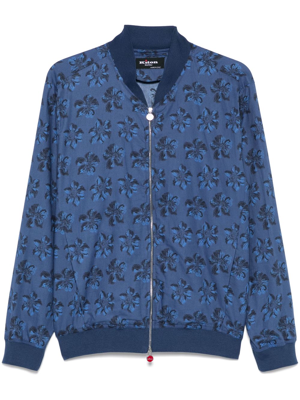 Floral-Print Bomber Jacket — Navy Blue
