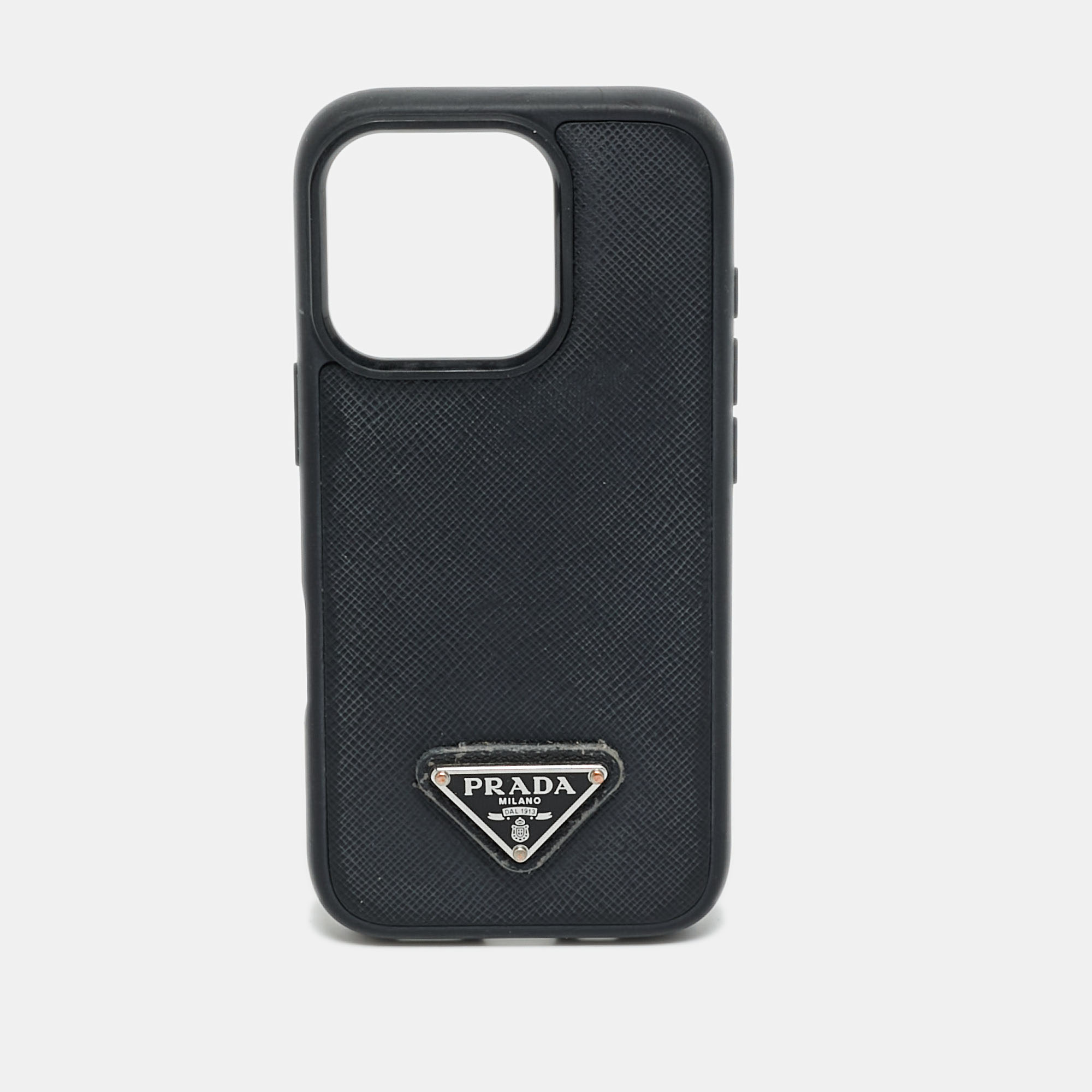 Prada iPhone 14Pro Cover Black Saffiano Leather