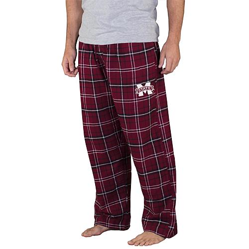 Officially Licensed Men's Flannel Pant-Mississippi St. - Maroon/Black
