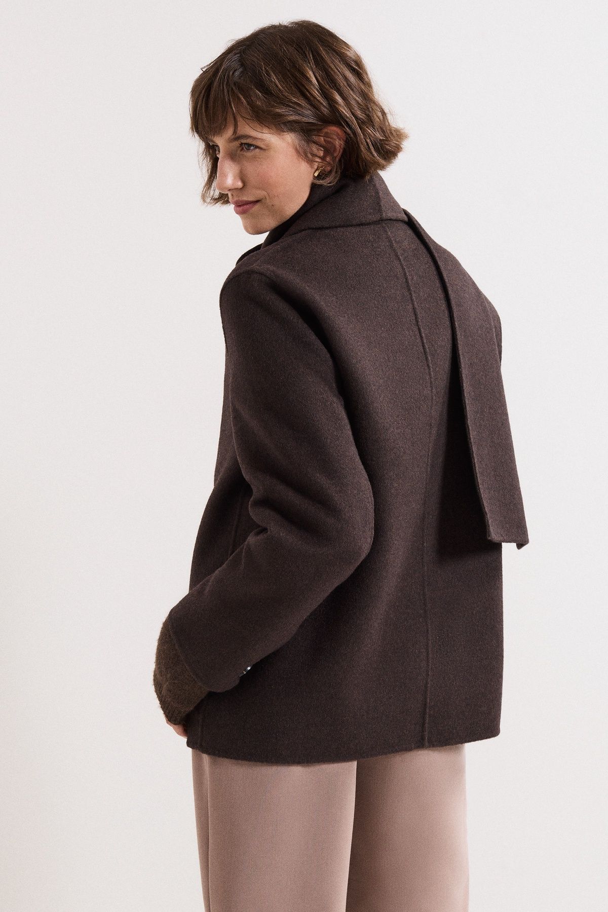 Phase Eight Kaja Scarf Coat In Dark Brown